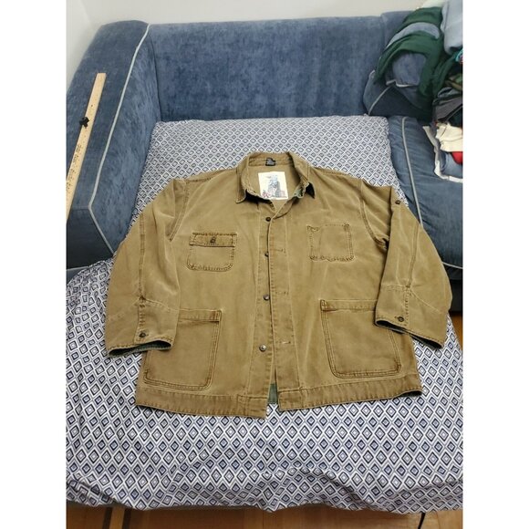 Vintage Levis X Dockers Coat Men's XL Denim Tick Jacket Mid Length Barn - Picture 14 of 16